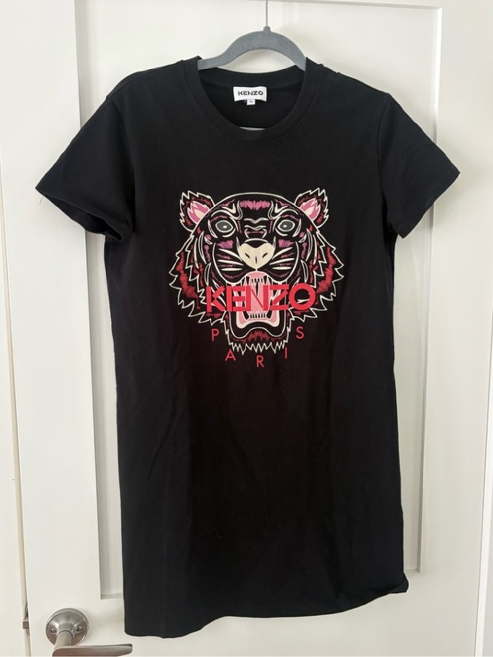 KENZO PARIS Tiger Logo Black Cotton T-Shirt Dress size medium